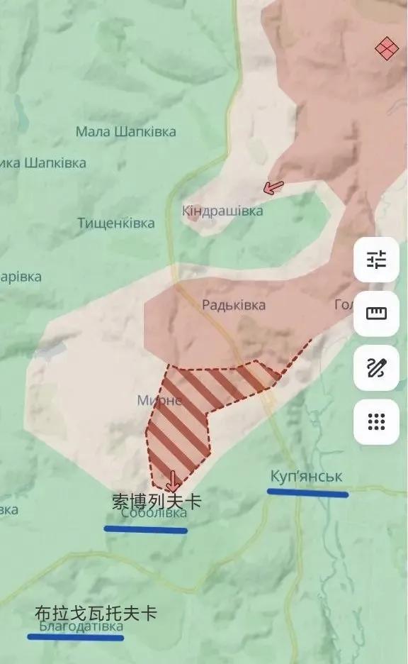 乌克兰DeepState报道，俄军西部集群的部队从莫斯科夫卡向索博列夫卡攻击，