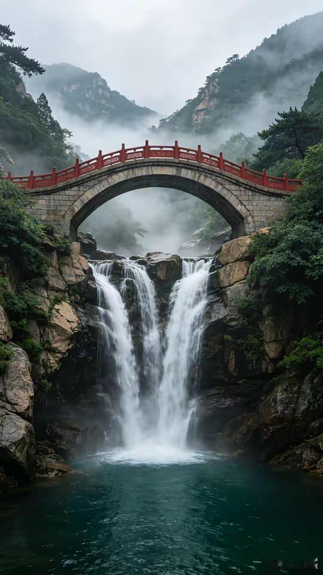 90%爬泰山的人都错过，黑龙潭百丈飞瀑才是东岳隐藏王牌。这里三面环崖，东百丈崖的