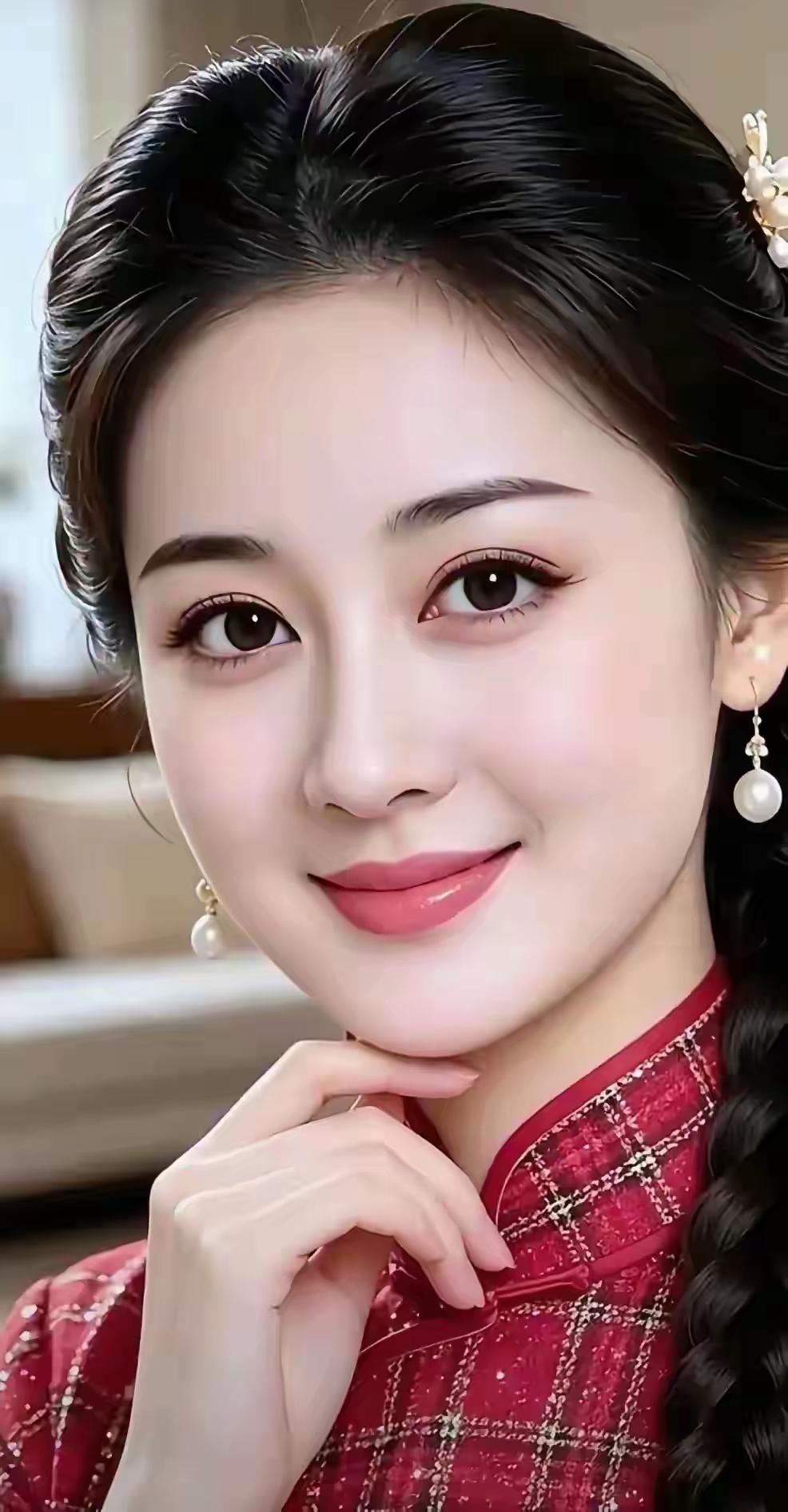 这位美女真温柔，穿着旗袍好漂亮！