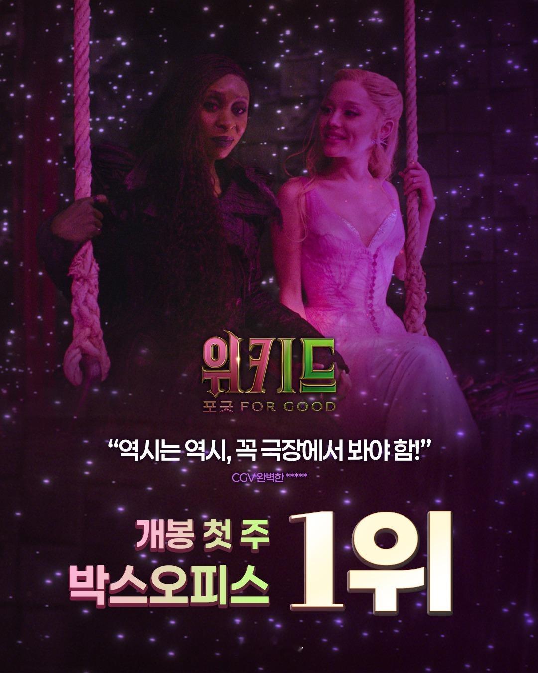 2025年第47周：1.《魔法坏女巫2》开画夺冠；2.《惊天魔盗团3》观影人次