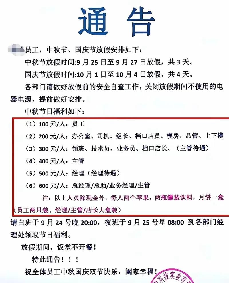 现在有些企业的等级真的好森严，发个中秋礼品都要分三六九等？这份是某科技实业公