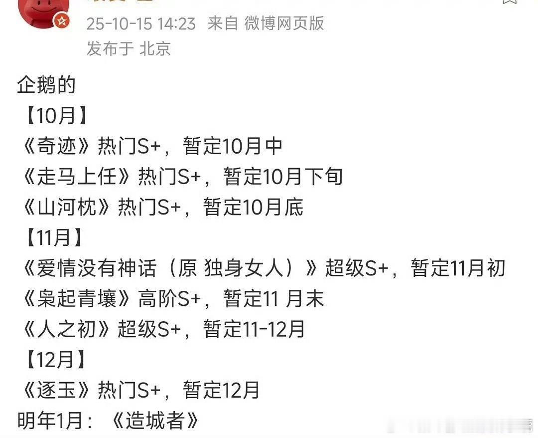 播出前全是s+，别到时候播出后：我们xxx只是A级小成本剧，宣发没钱摆烂，能播到