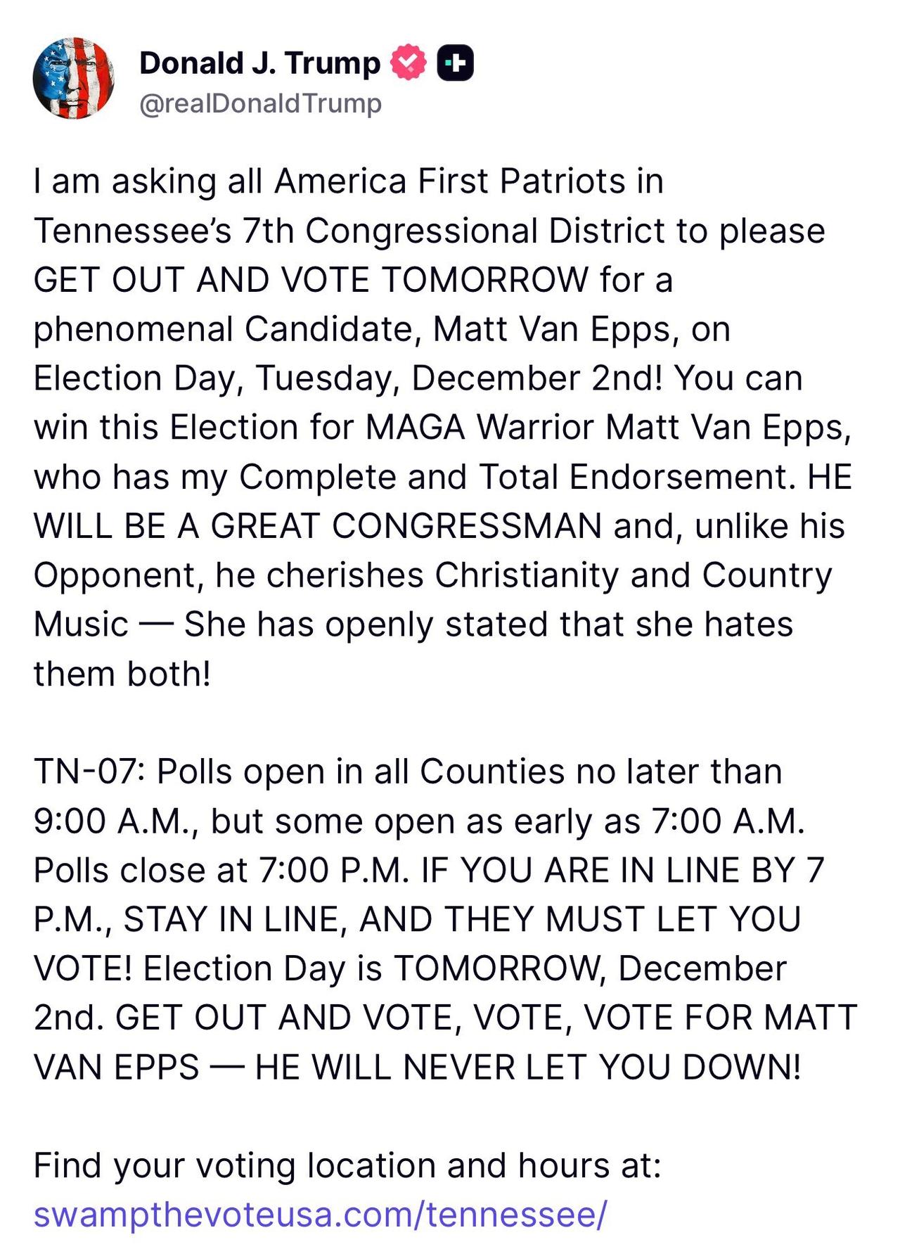 🚨🔥刚刚发布：川普总统的紧急呼吁～💥我们绝不能让一个川普+22（意指