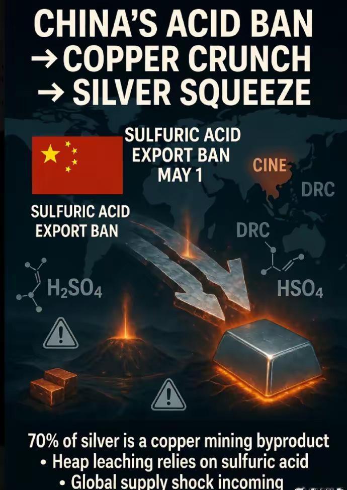 中国5月1日起禁止硫酸出口，这招保国内化肥的操作，竟会悄悄掐住全球白银的脖子，很