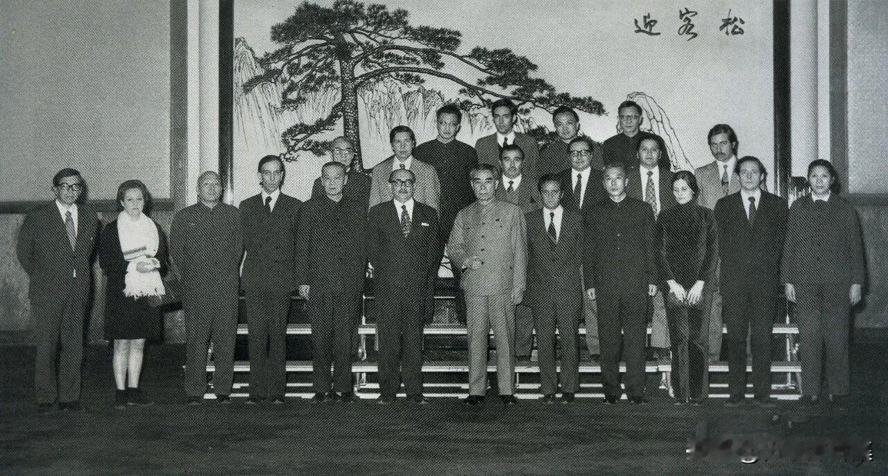 1973年1月30日下午，周恩来总理在人民大会堂会见由外交部长克洛多米罗·阿尔梅