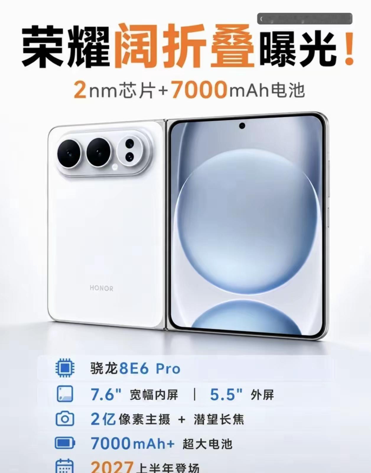 2027上半年新机终于有消息，这次直接堆料拉满！搭载2nm工艺骁龙8E6Pr