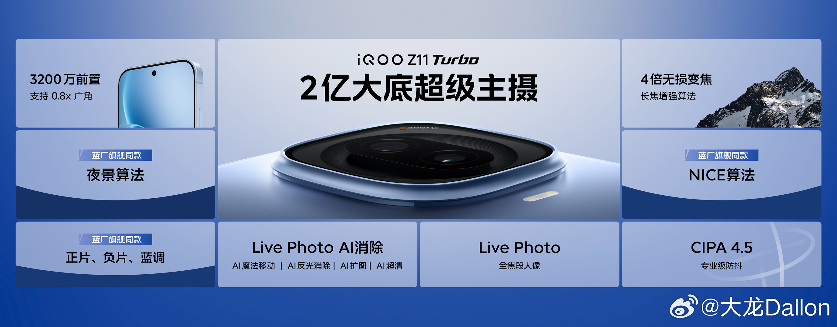 iQOOZ11Turbo采用了2亿像素主摄，支持4倍无损裁切变焦，这个裁切变