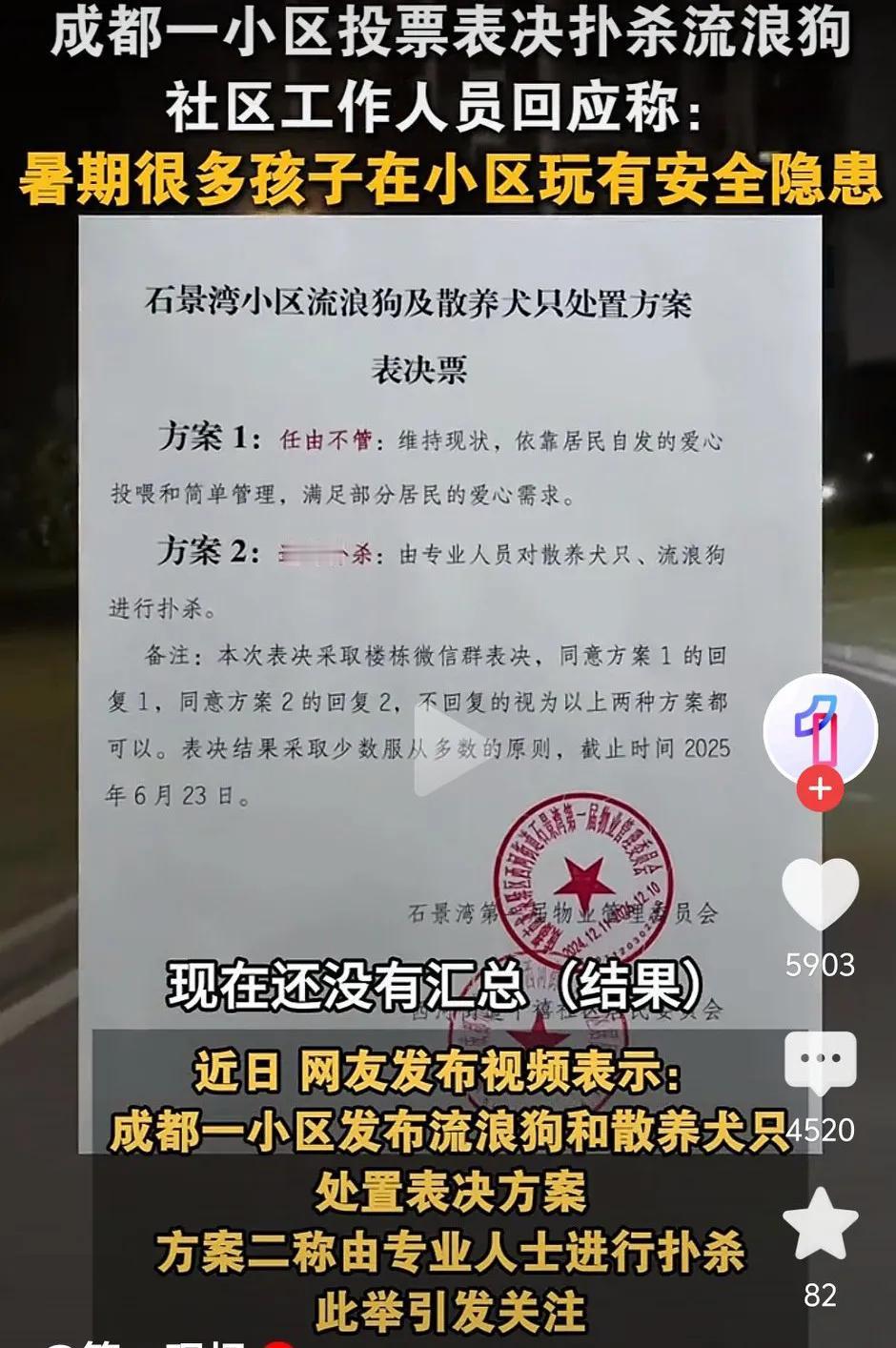 成都一小区业主投票决定是否扑杀流浪狗、弃养狗，让爱狗人士义愤填膺，痛骂没有人性。