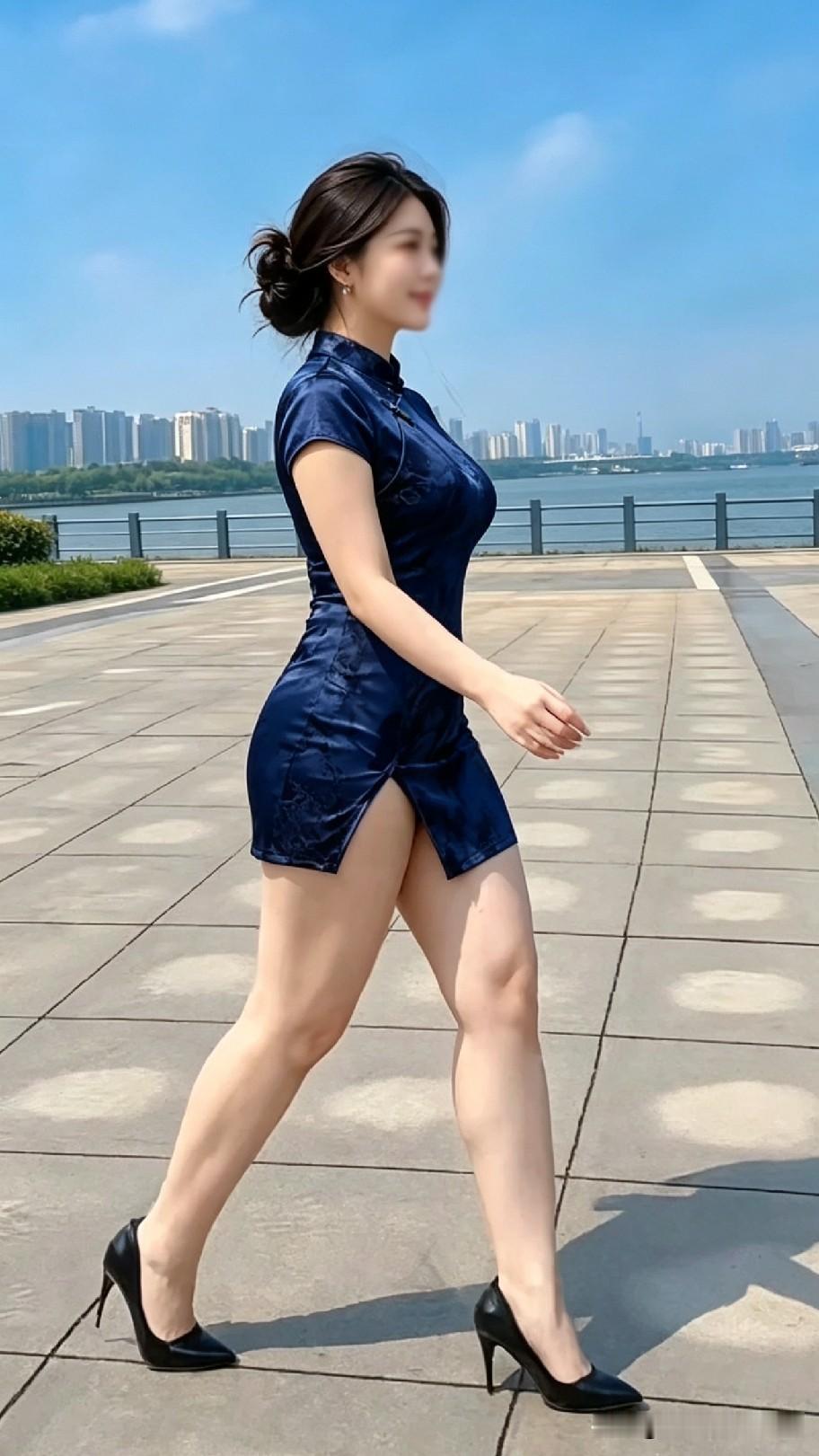 这旗袍一穿太出彩，开叉衬得腿又长又好看，走起路来带风，身段简直绝了！你们喜不喜欢