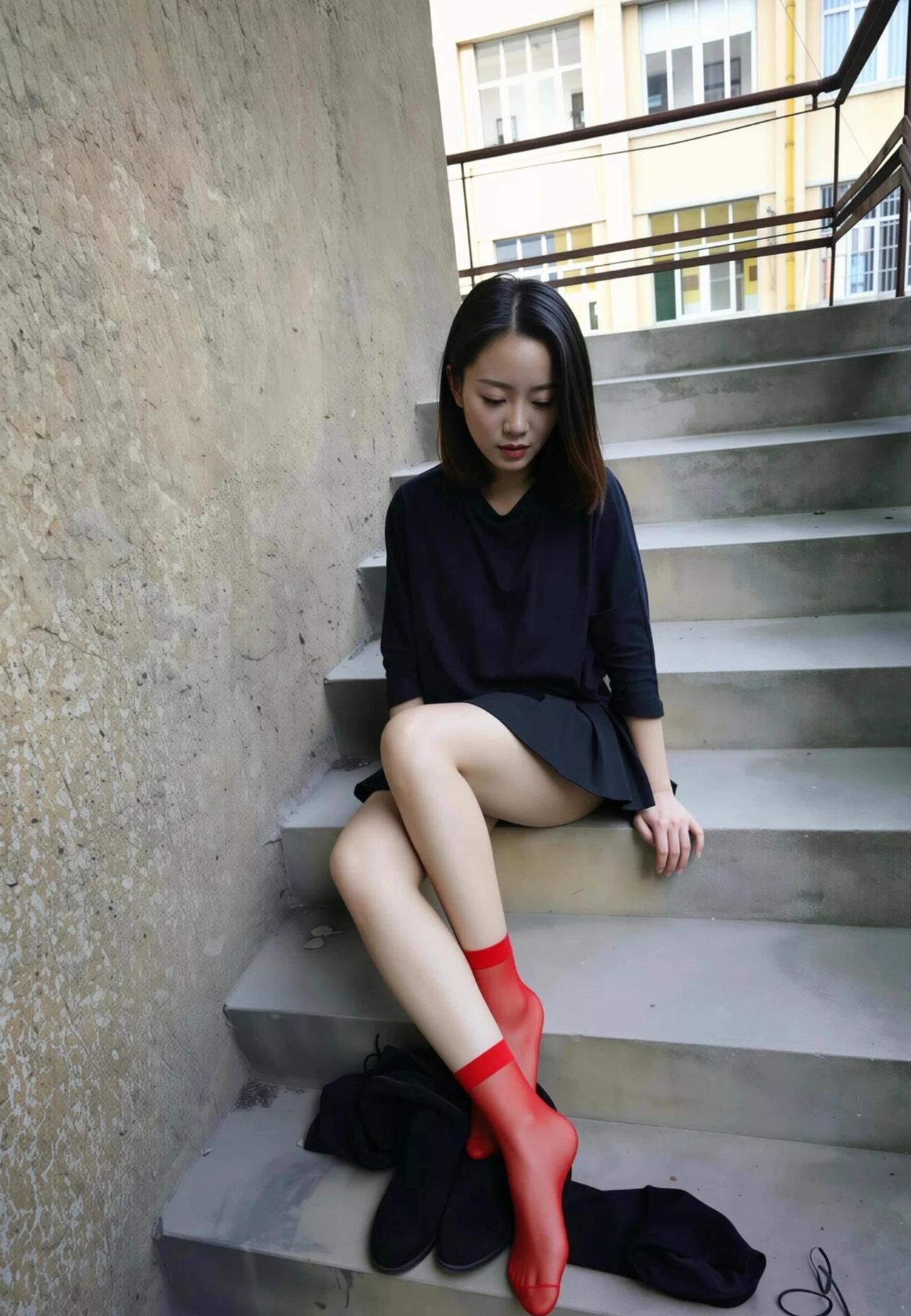 看点不一样的，红色短丝袜会有感觉吗？女士短筒丝袜玫红色丝袜白色小腿丝袜红色