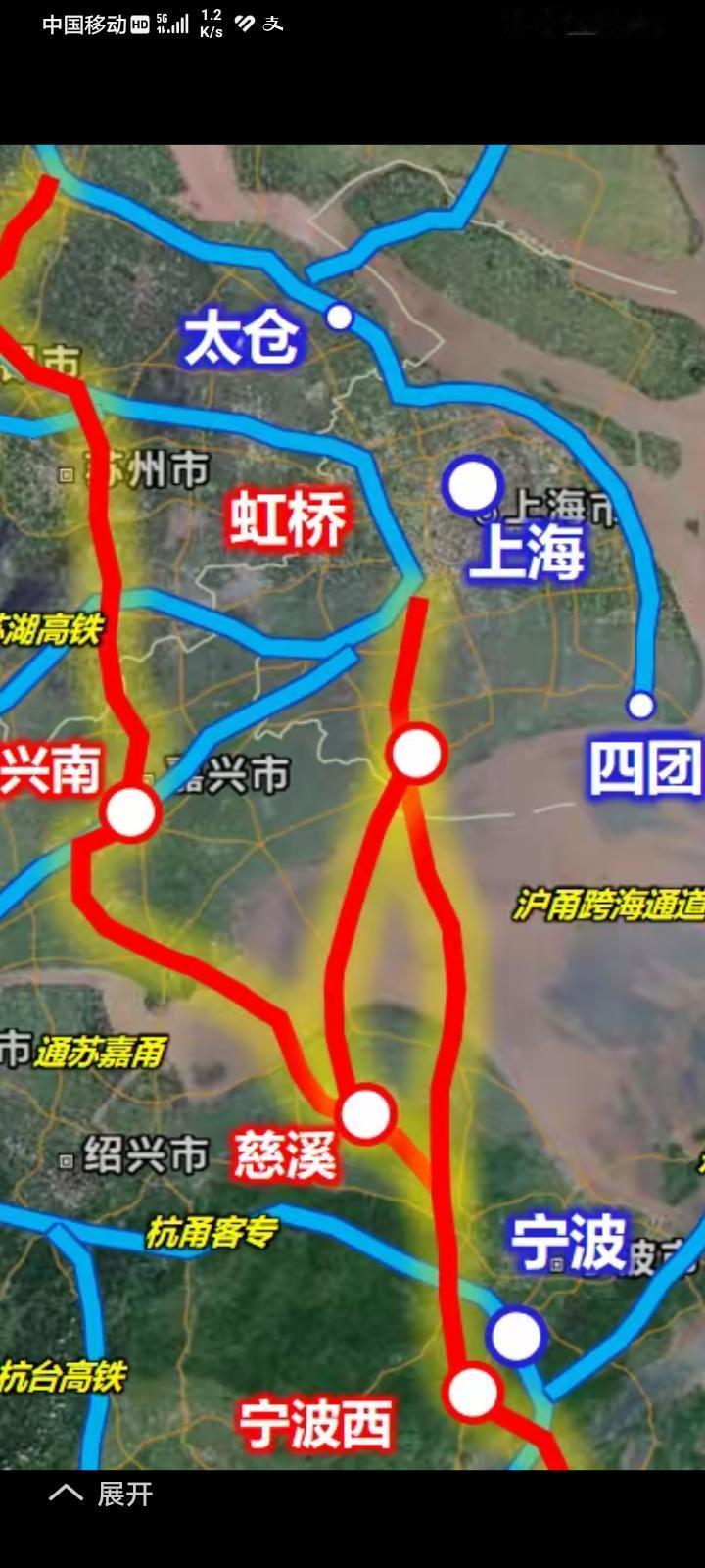 长三角城市上海嘉兴宁波必须大发展！第一条宁波慈溪直接上海金山是公铁跨海大桥。