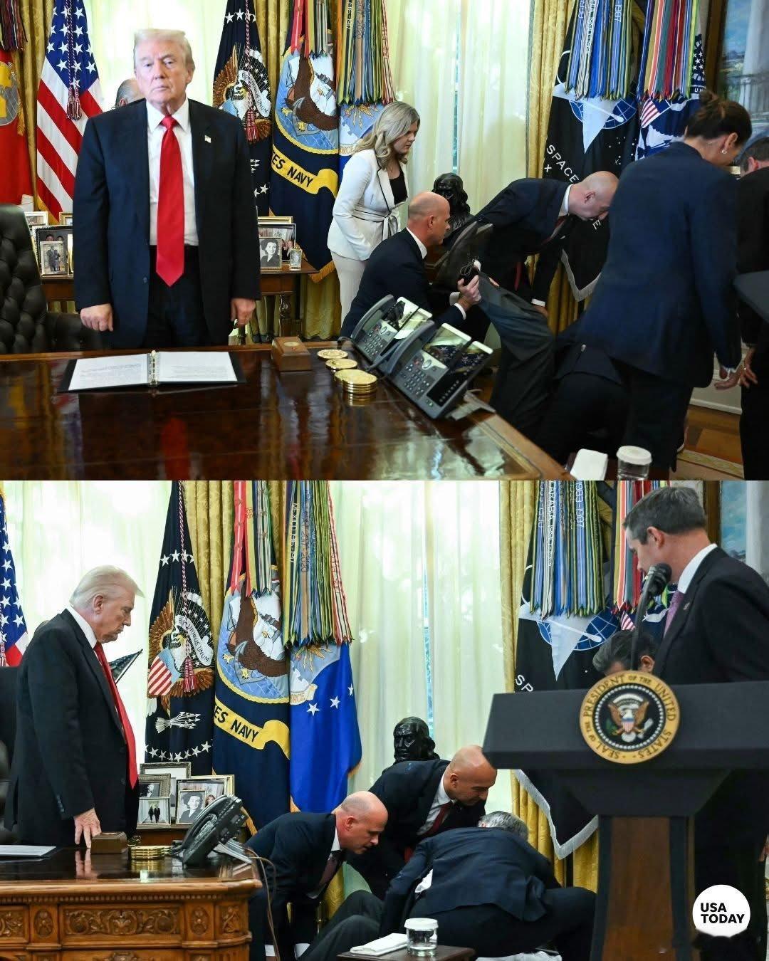 ‼️白宮醫療健康的新聞發佈會上一家藥廠CEO昏倒。新闻会短暂中断