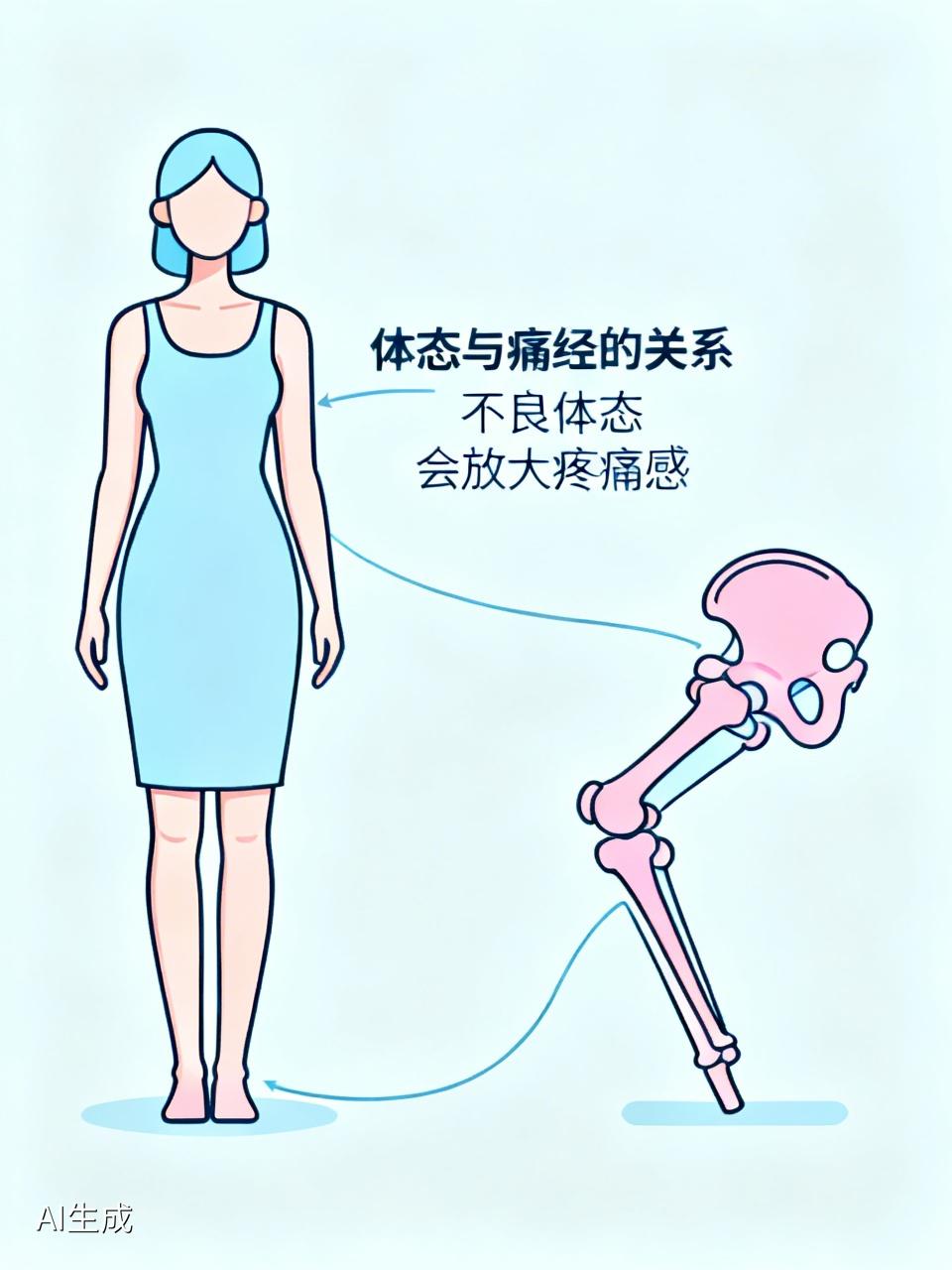 原来痛经真的和体态有关系很多女生痛经只归咎于宫寒、体质，却忽略了日常体态这