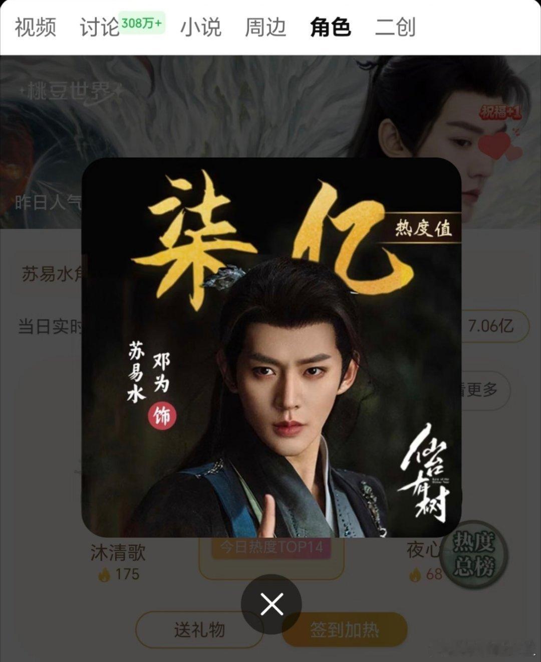 恭喜邓为苏易水角色热度破七亿！！！邓为首部一番男主剧《仙台有树》长尾效应源源不断