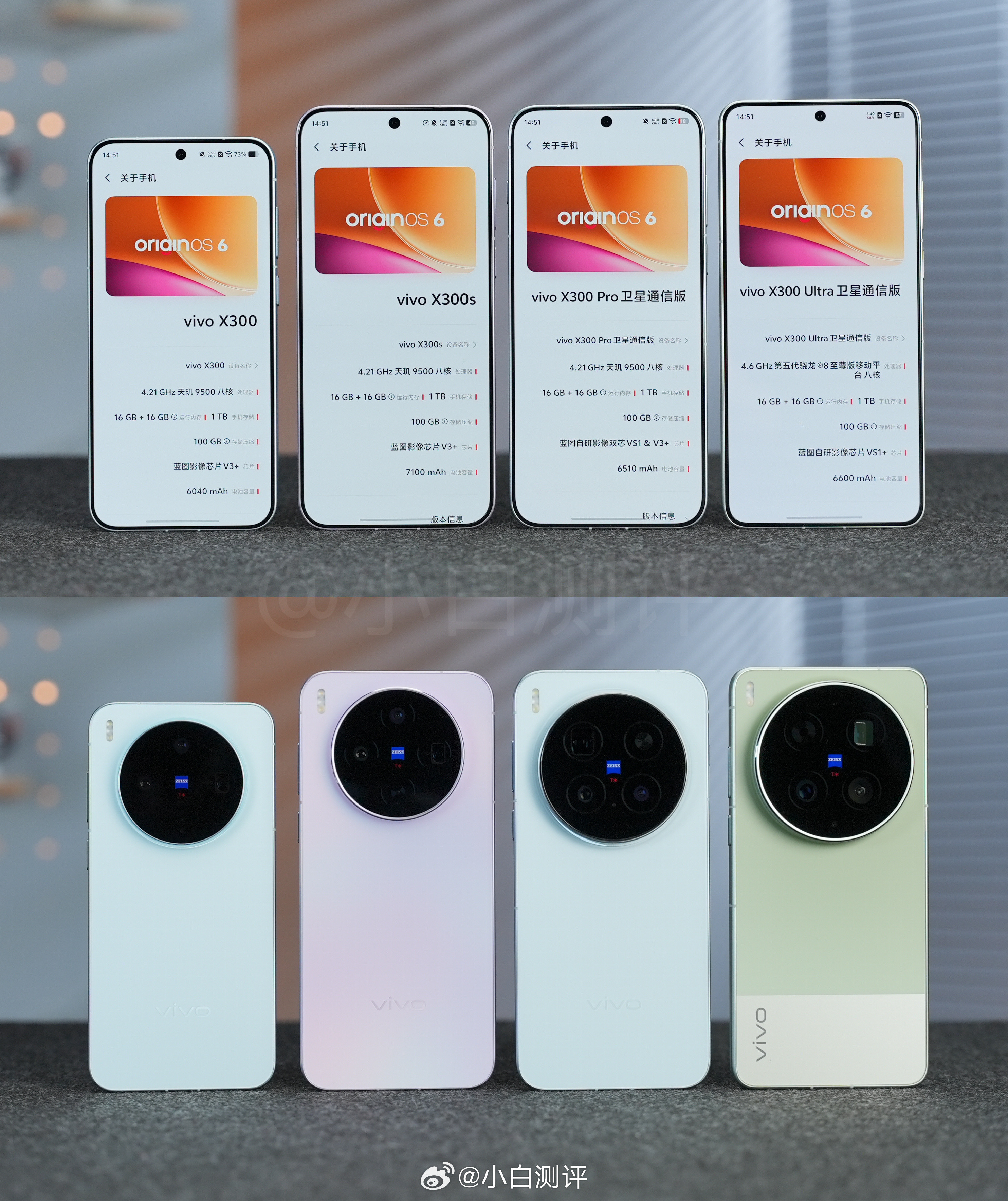 vivoX300系列全家福X300：6.31"天玑9500X300s：6.7