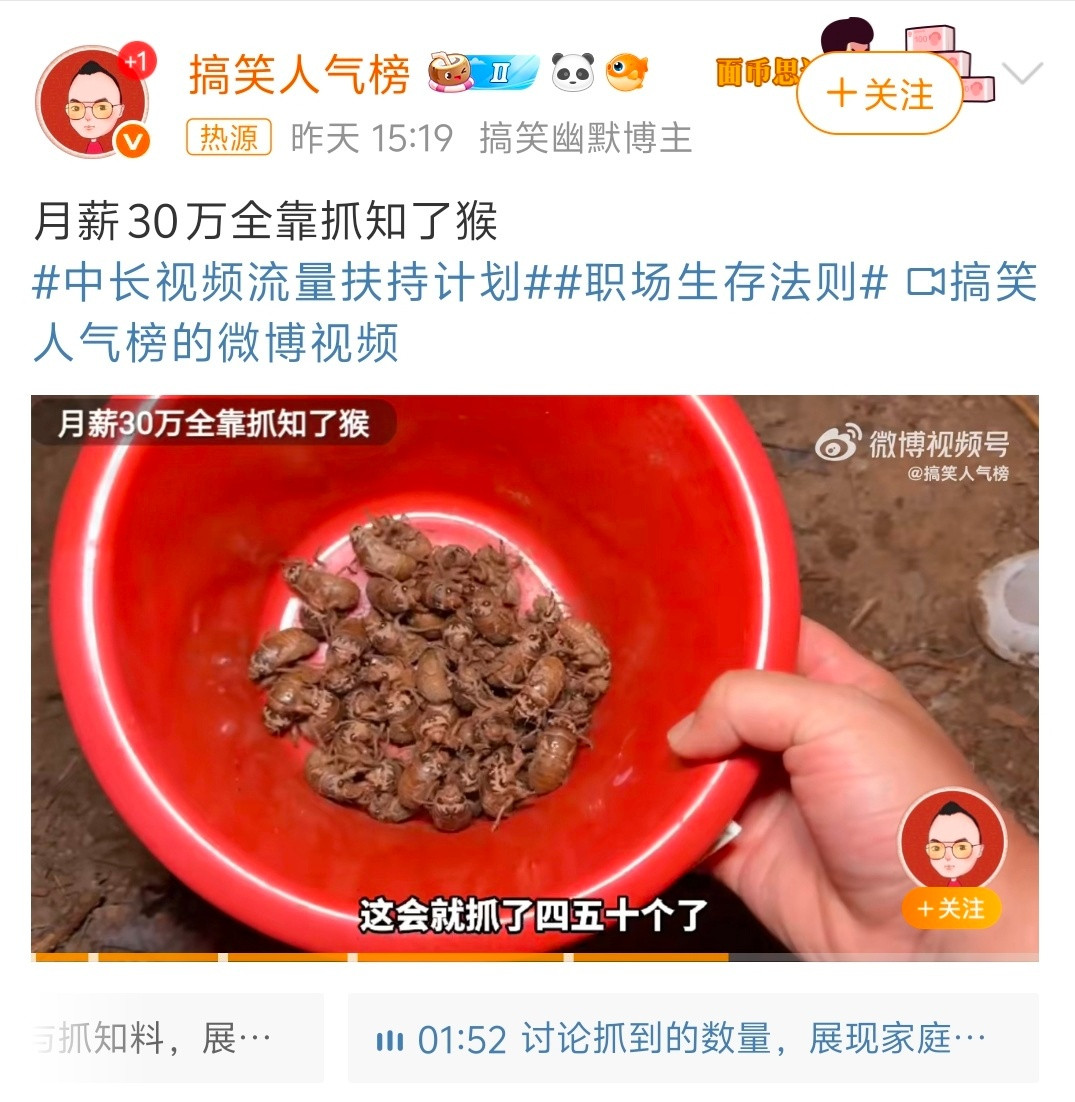 月薪30万全靠抓知了猴果然是搞笑的，抓知了猴能月入30万？那我早就是千万富翁了