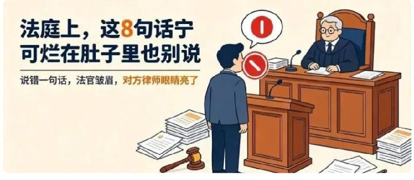 开庭慎言！八句禁忌，多说一句都可能败诉！很多当事人都有一个误区：只要自己占