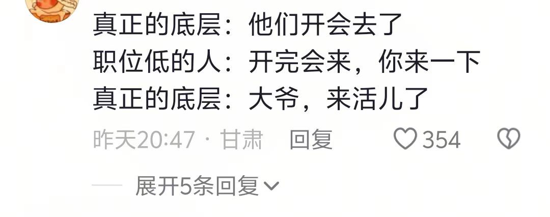 真正的底层：太好了，他们今天开会。我能参加的会大概率就没什么正事儿
