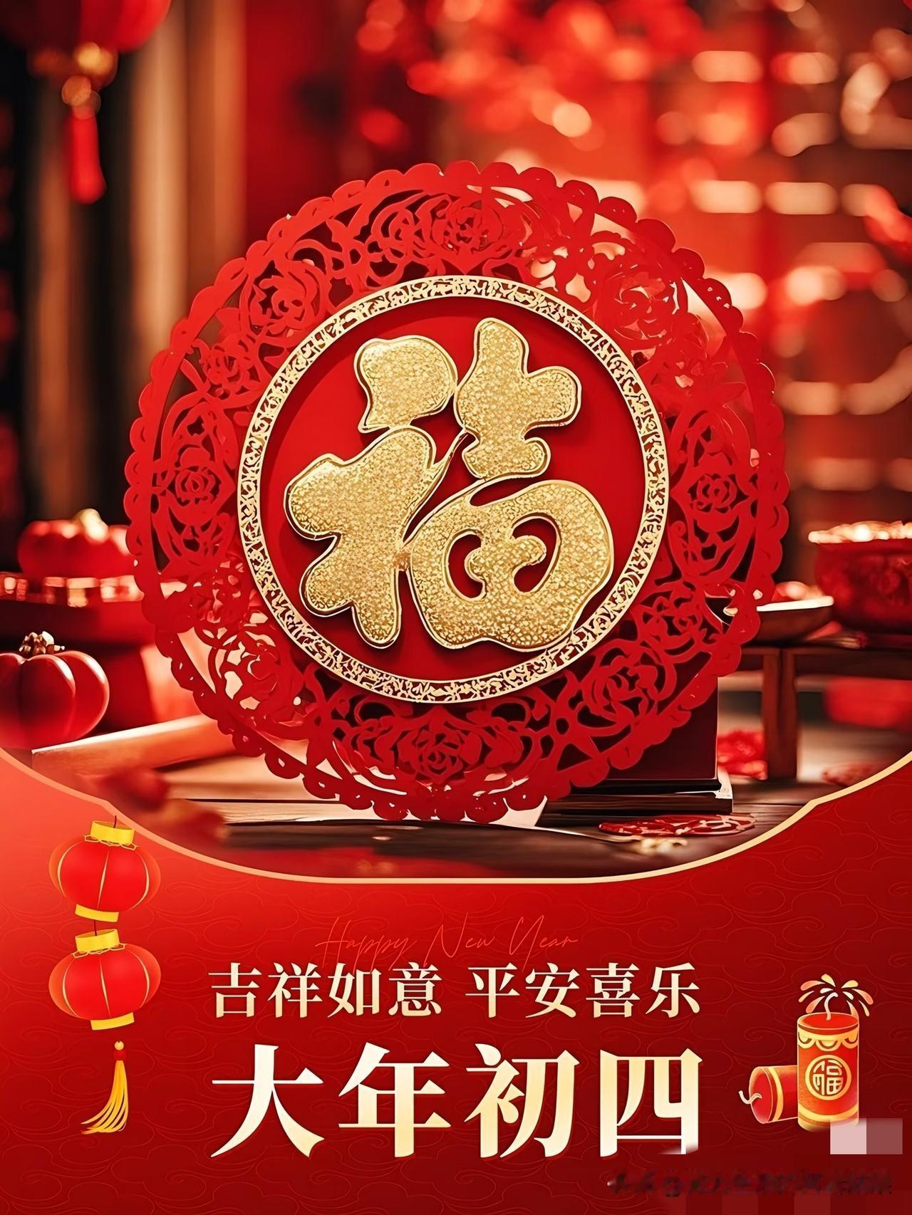 大年初四，恭迎灶神回人间！一炉清香，三杯清茶，敬谢神明护佑。愿新的一年：灶火常红