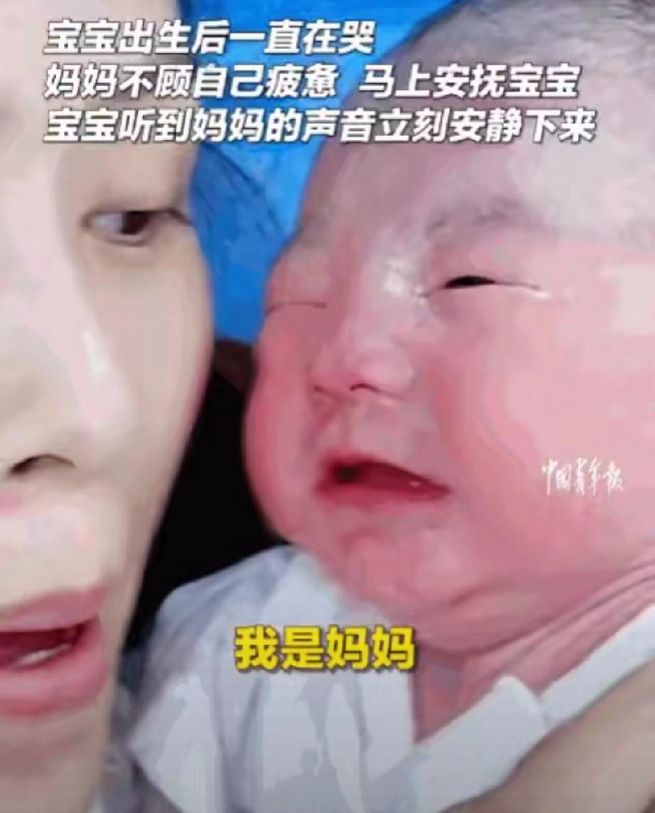母子连心！山东东营，一刚出生的孩子哭得撕心裂肺，全家上阵都束手无策，在听到妈妈俯