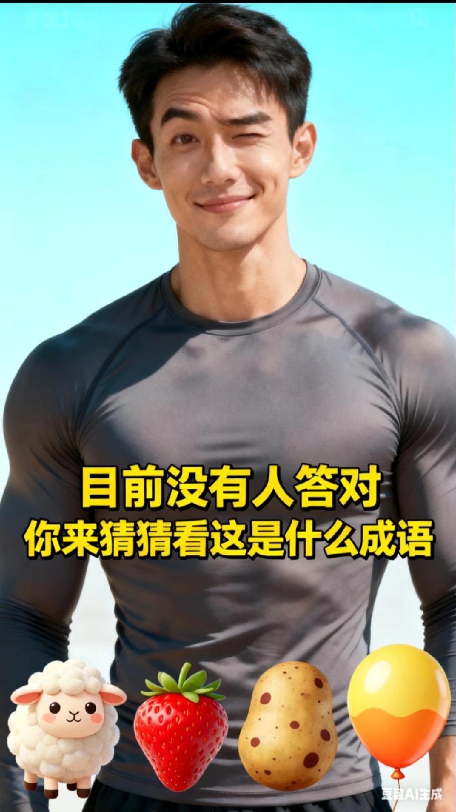 这成语题“杀疯了”！帅哥+羊+草莓+土豆，目前没人答对，你敢挑战吗？