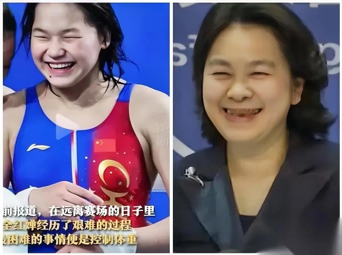 全红婵笑起来不对劲？直到网友晒出对比图惊住了！夺冠后全红婵那句“我真棒”
