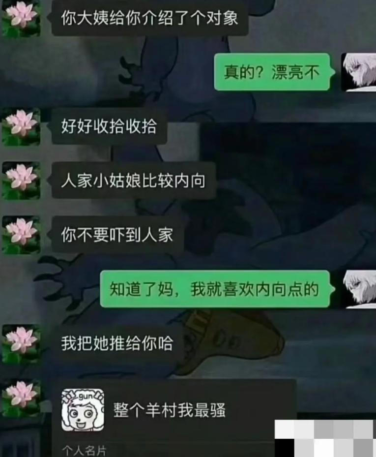 老妈通知我大姨介绍相亲对象，反复叮嘱小姑娘性格内向，让我稳重些，千万别吓到对方。