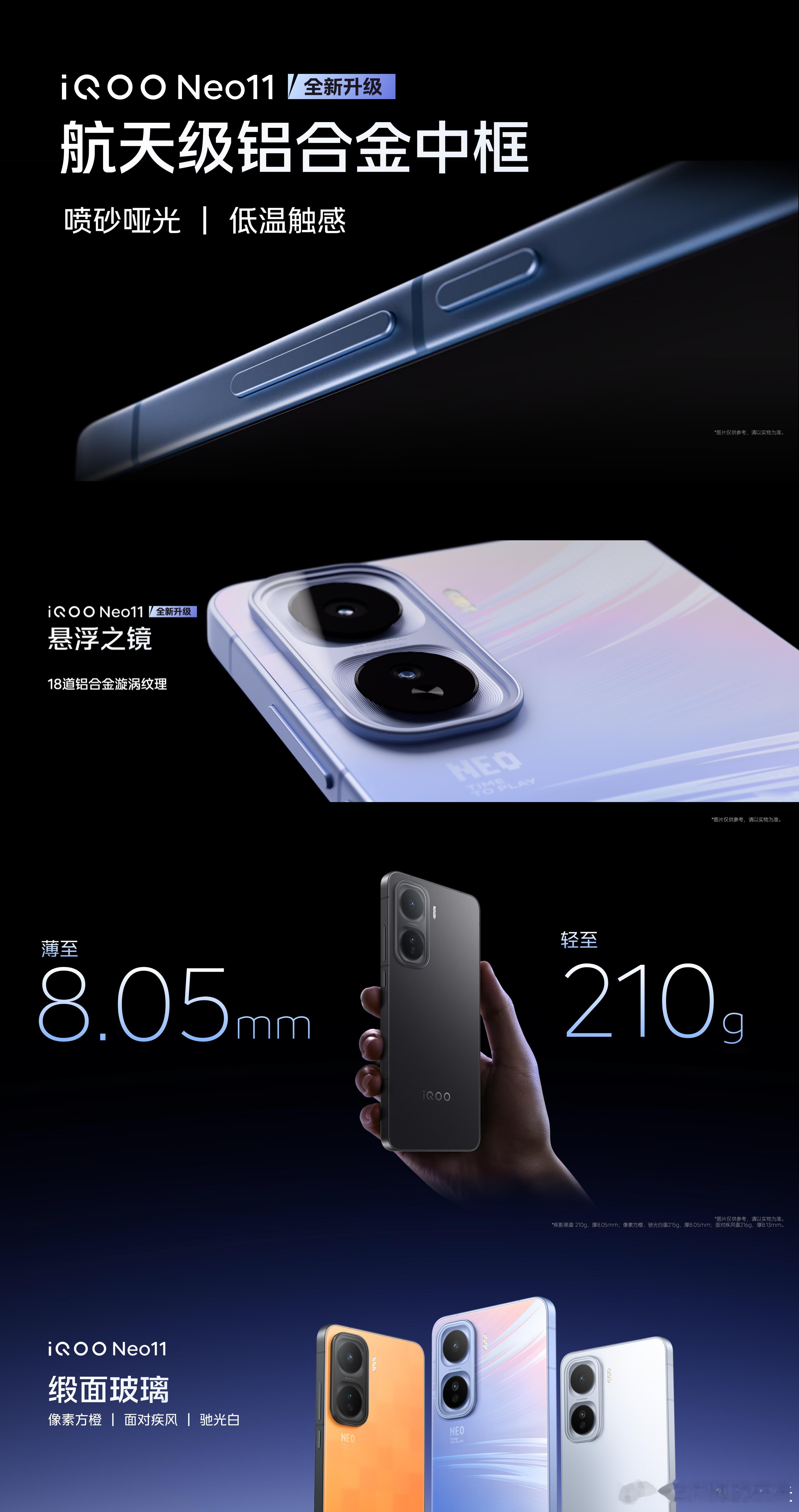 iQOONeo11厚度8.05mm，其实现在很多轻薄定位的手机，厚度也就是7.