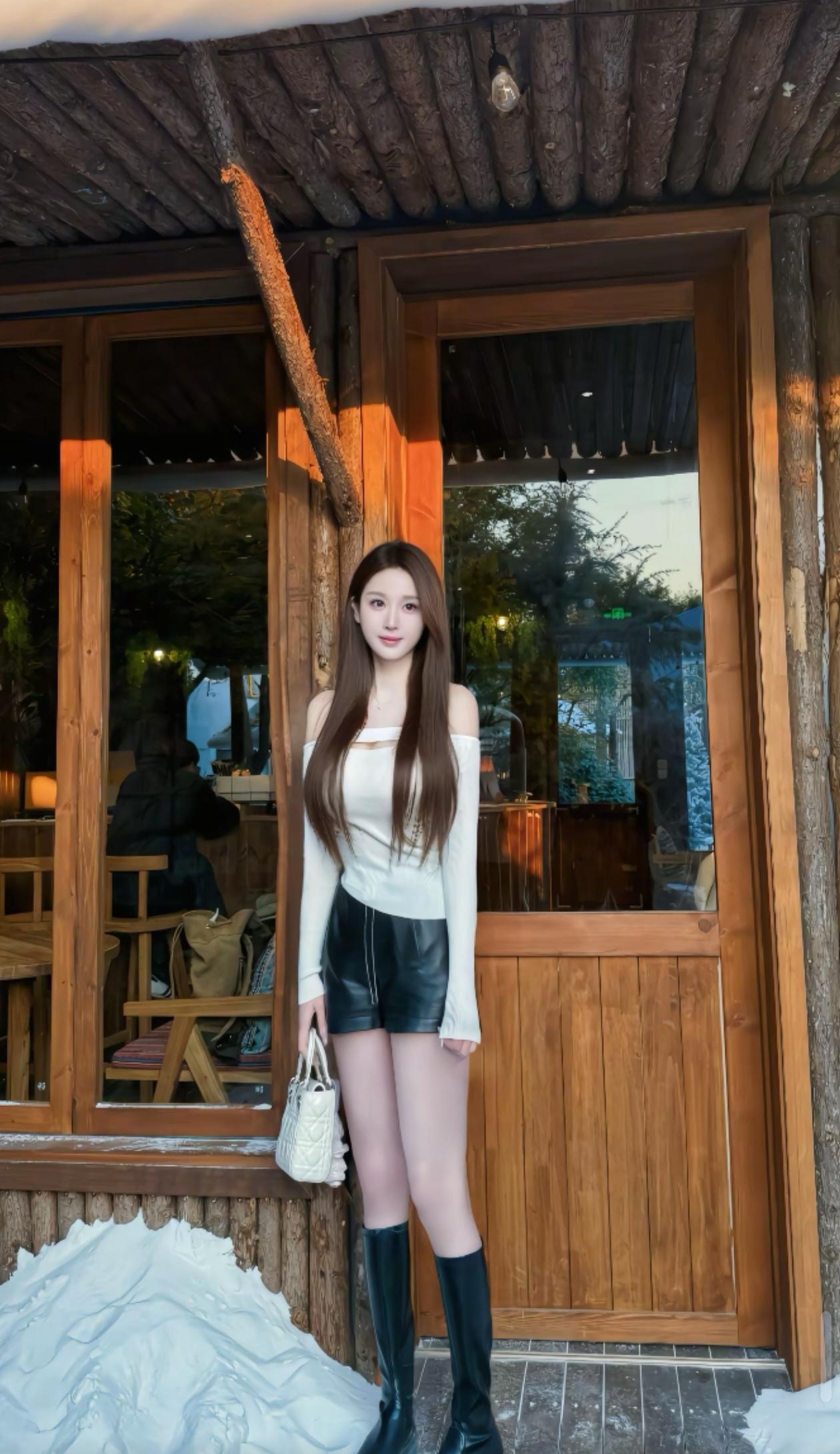 雪中美人立，风姿绰约间。