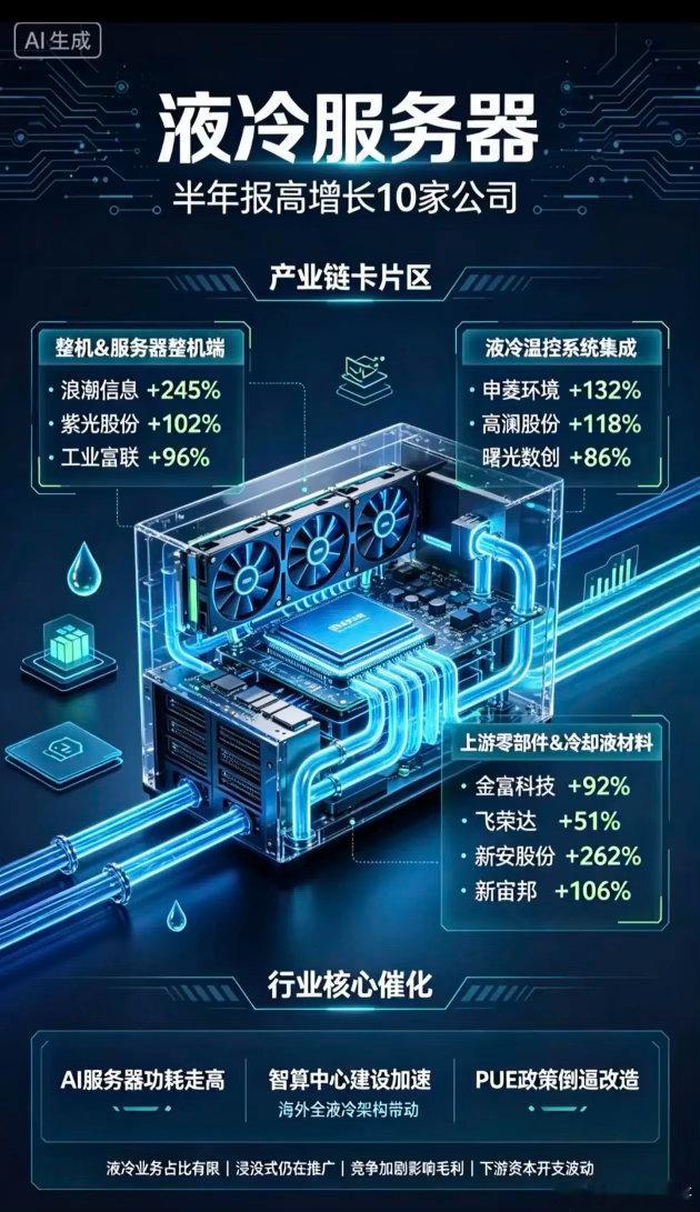 AI算力爆发！液冷服务器10家高增长企业梳理AI算力需求持续爆发，