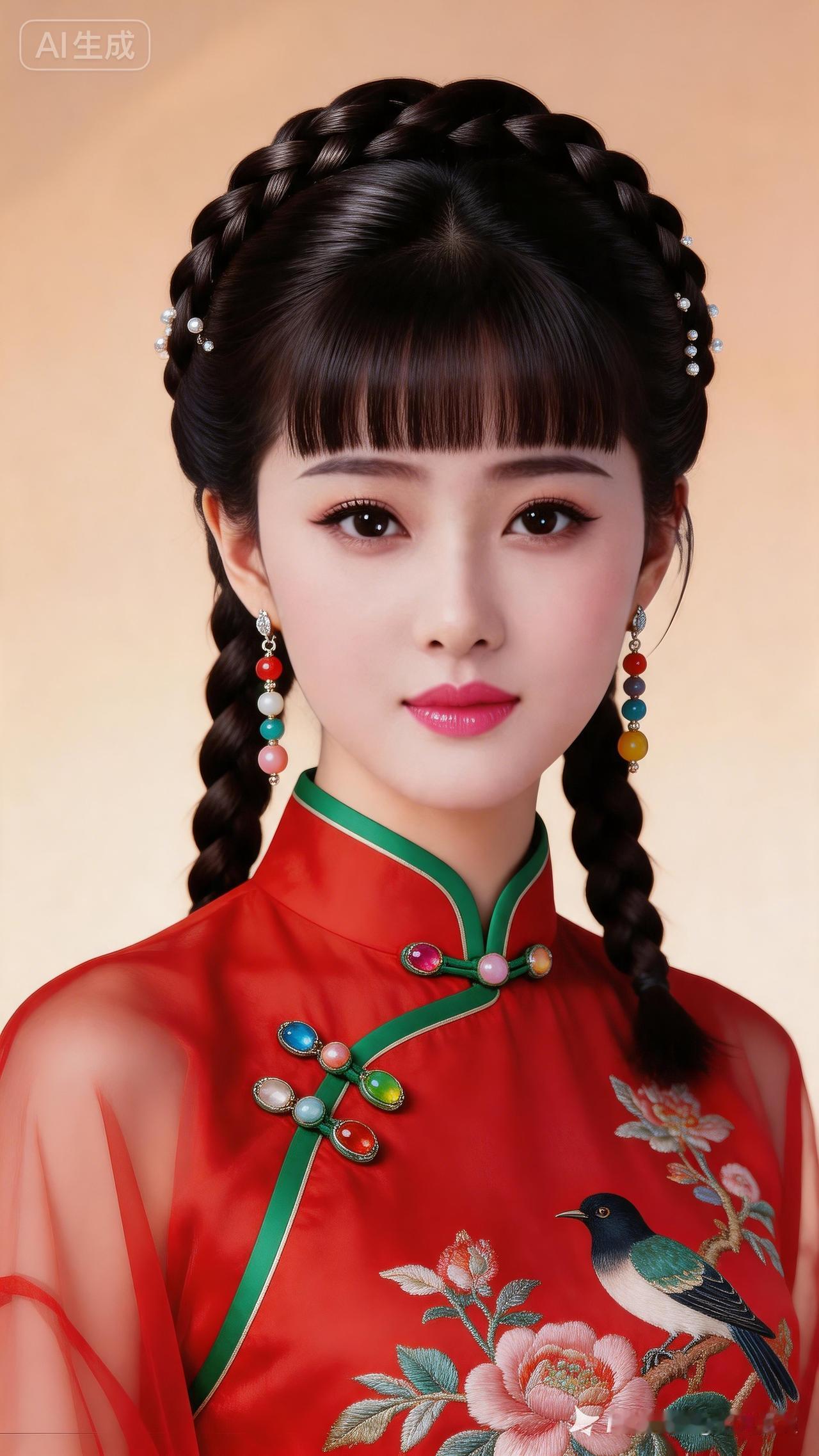 惊艳的古典美人，红衣华服，韵味十足！