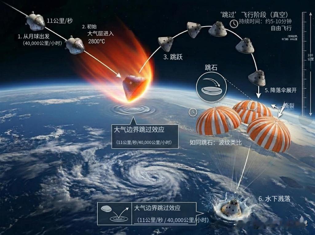 时速4万公里冲向地球，宇航员怎么活下来的——全靠飞船打水漂！阿尔忒弥斯2