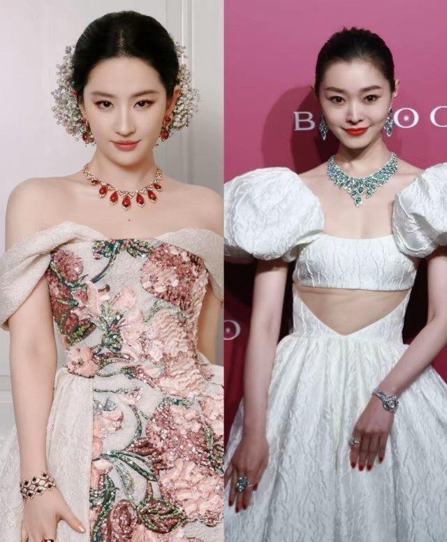 我终于知道为什么网友说宝格丽这次找对人了，一眼就看到了宋轶身上的珠宝。刘亦菲输就