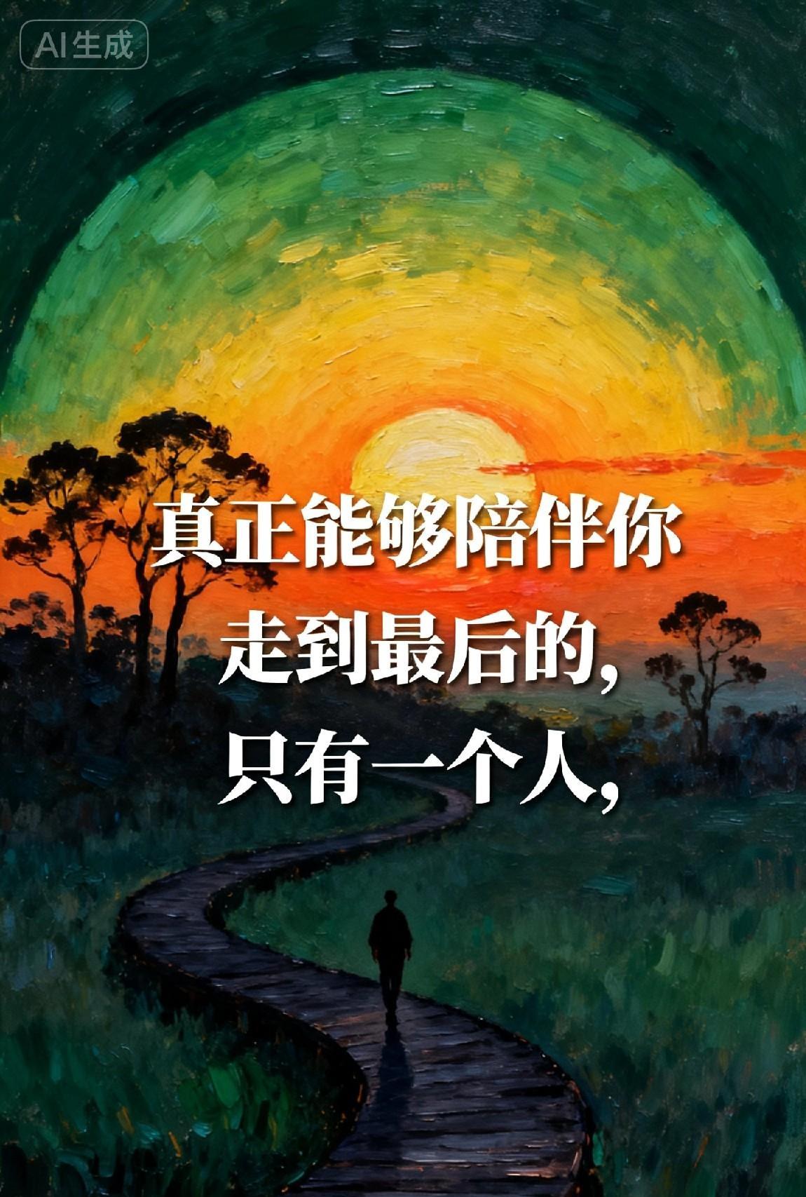 真正能陪伴你走到最后的，只有一个人。人生是一场盛宴，父母是开场嘉宾，爱人是中场