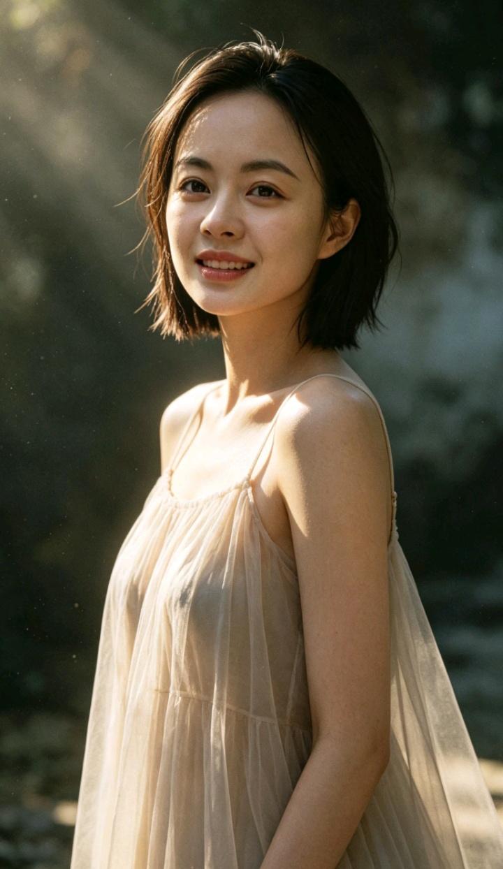 一个穿白色裙子的女孩在微笑。分享美女穿搭服饰气质白裙穿搭白色小裙子穿搭