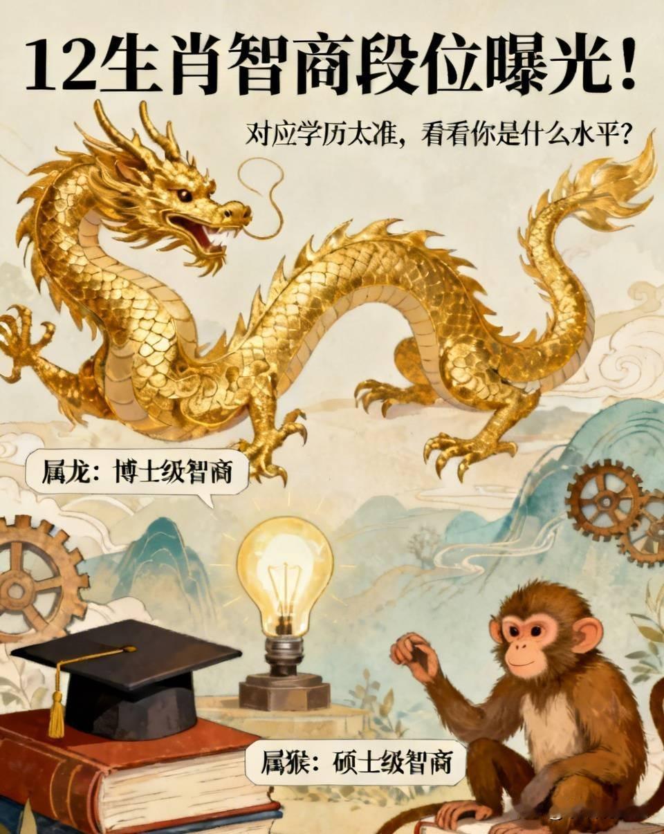 12生肖智商段位曝光！对应学历太准，看看你是什么水平？很多人都好奇，十二生