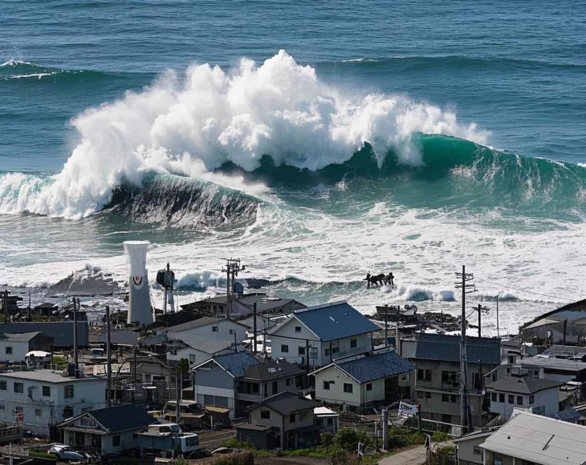 海啸抵达日本14年来最大的地震，俄罗斯2000居民小城瞬间淹，日本预言要成真