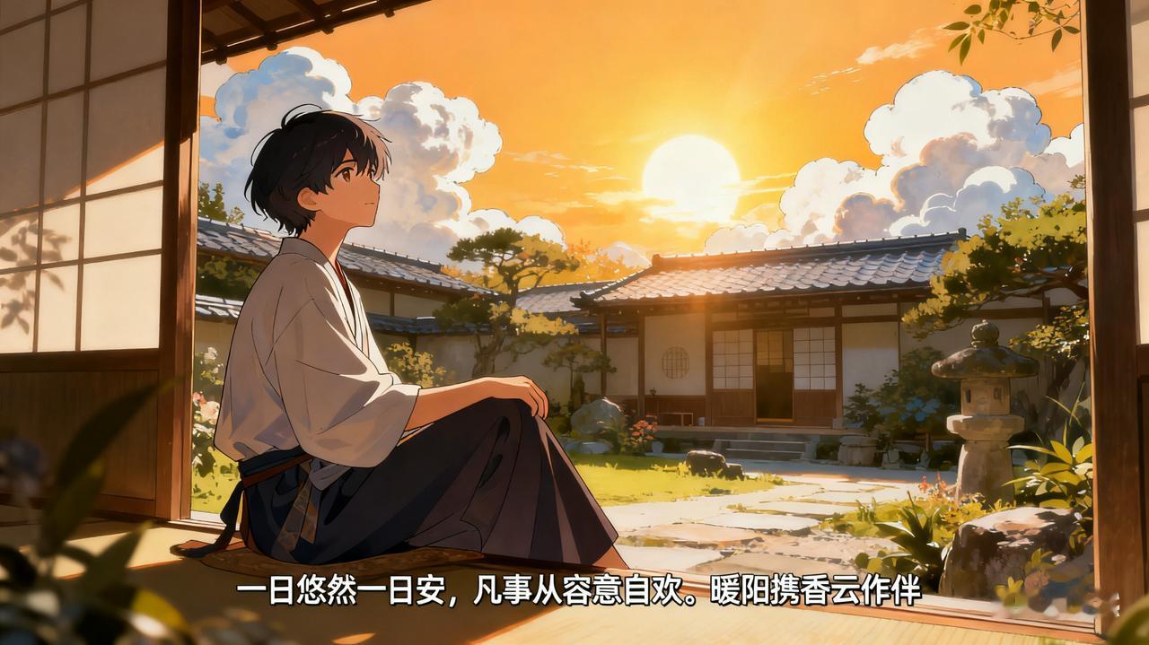 一日悠然一日安，凡事从容意自欢。暖阳携香云作伴，清风绕舍鸟相谈。慢煮光阴