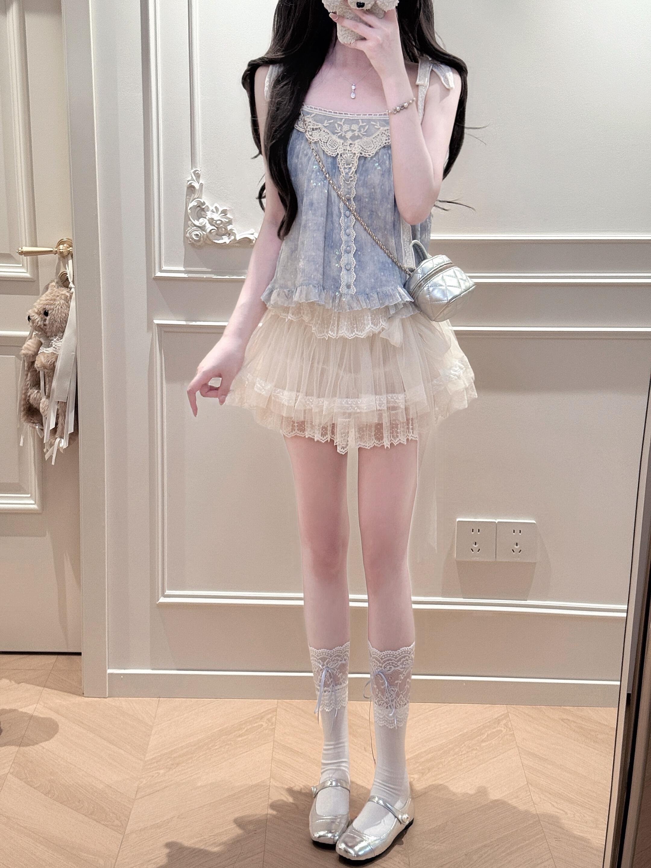 🫧古董蕾丝的甜美少女感～最近发现蓝色就是很显白！！！