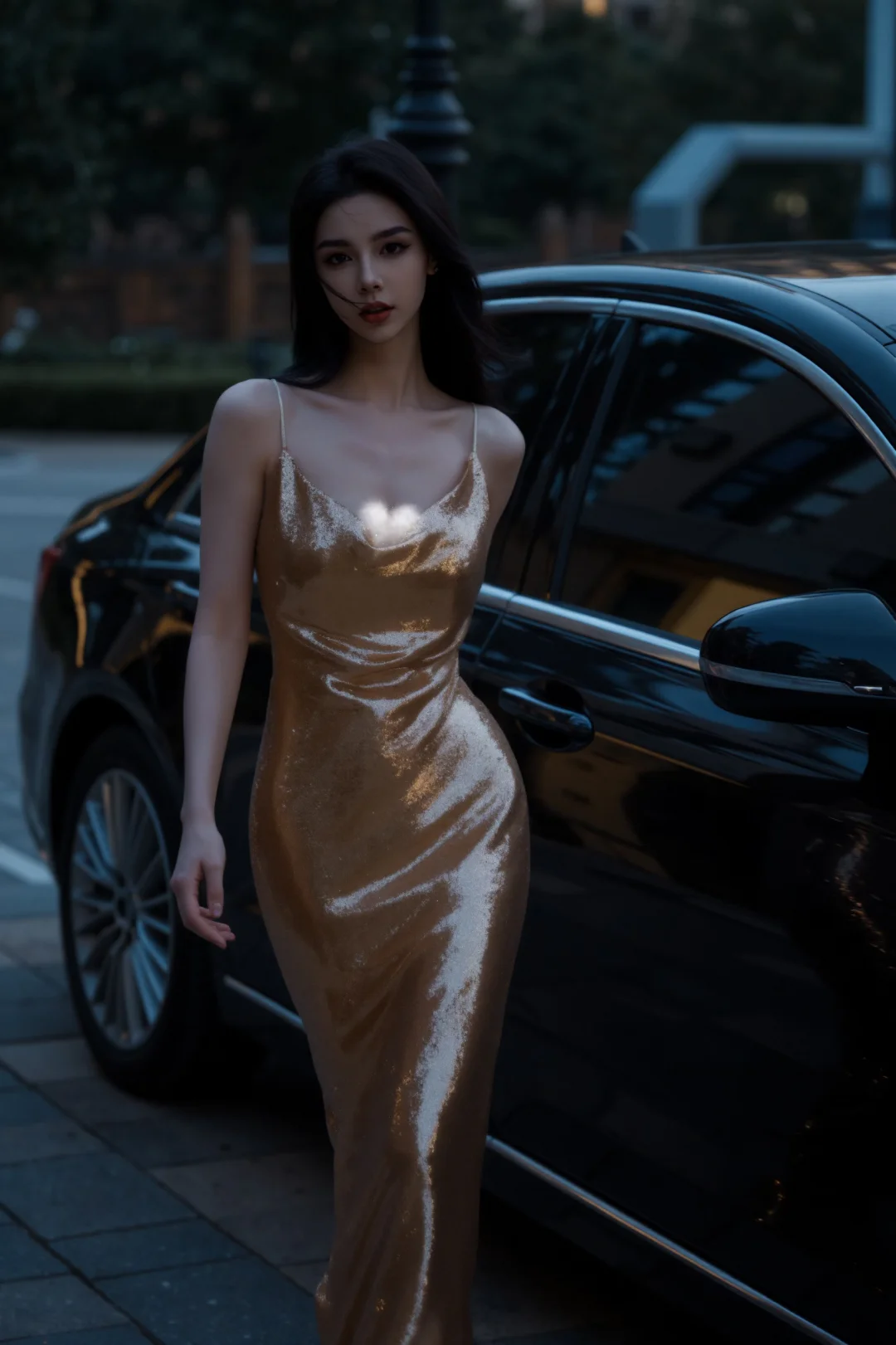 我的女神来了，金色晚礼服太美了！