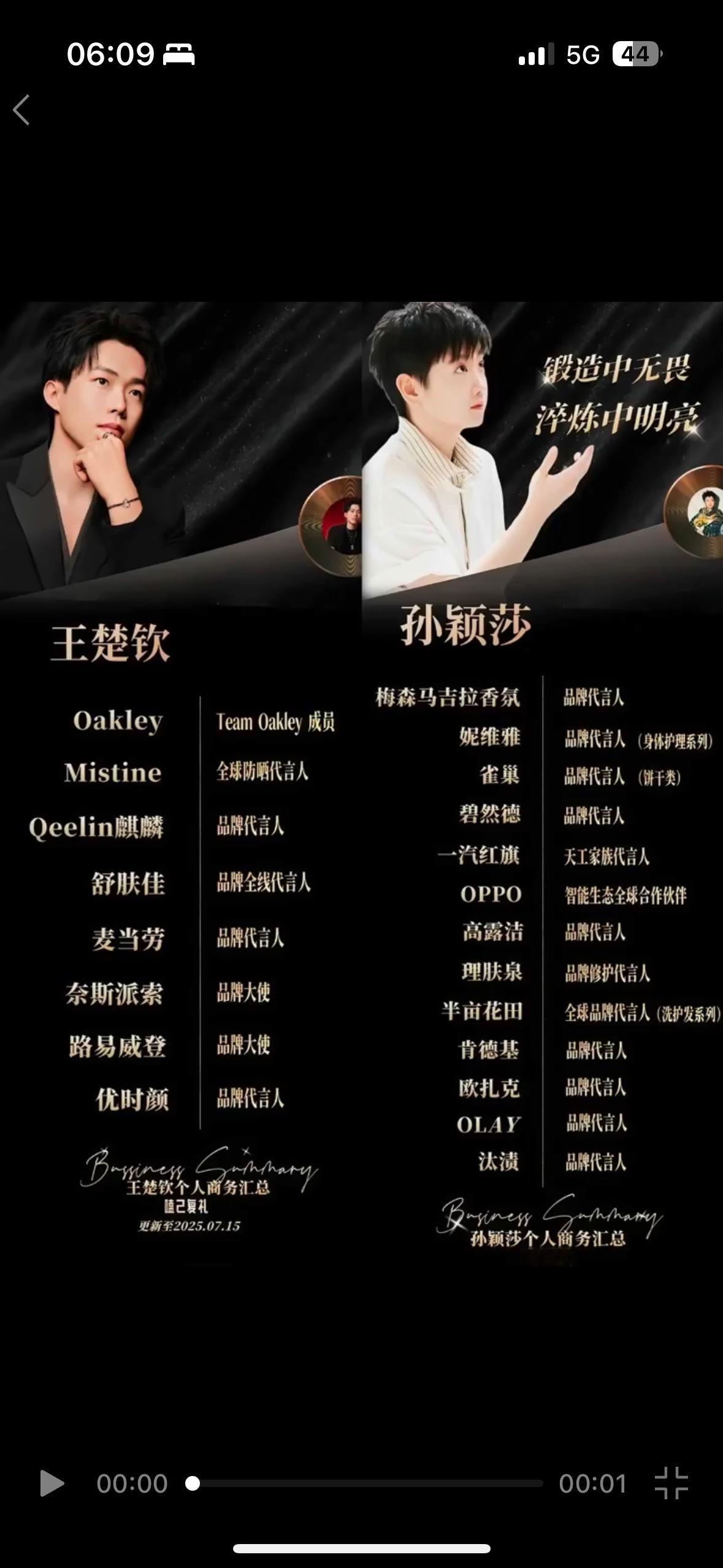 巴黎混双夺冠一周年，代言已经是满满的一张，一列列的代言品牌，全是认可和肯定！实