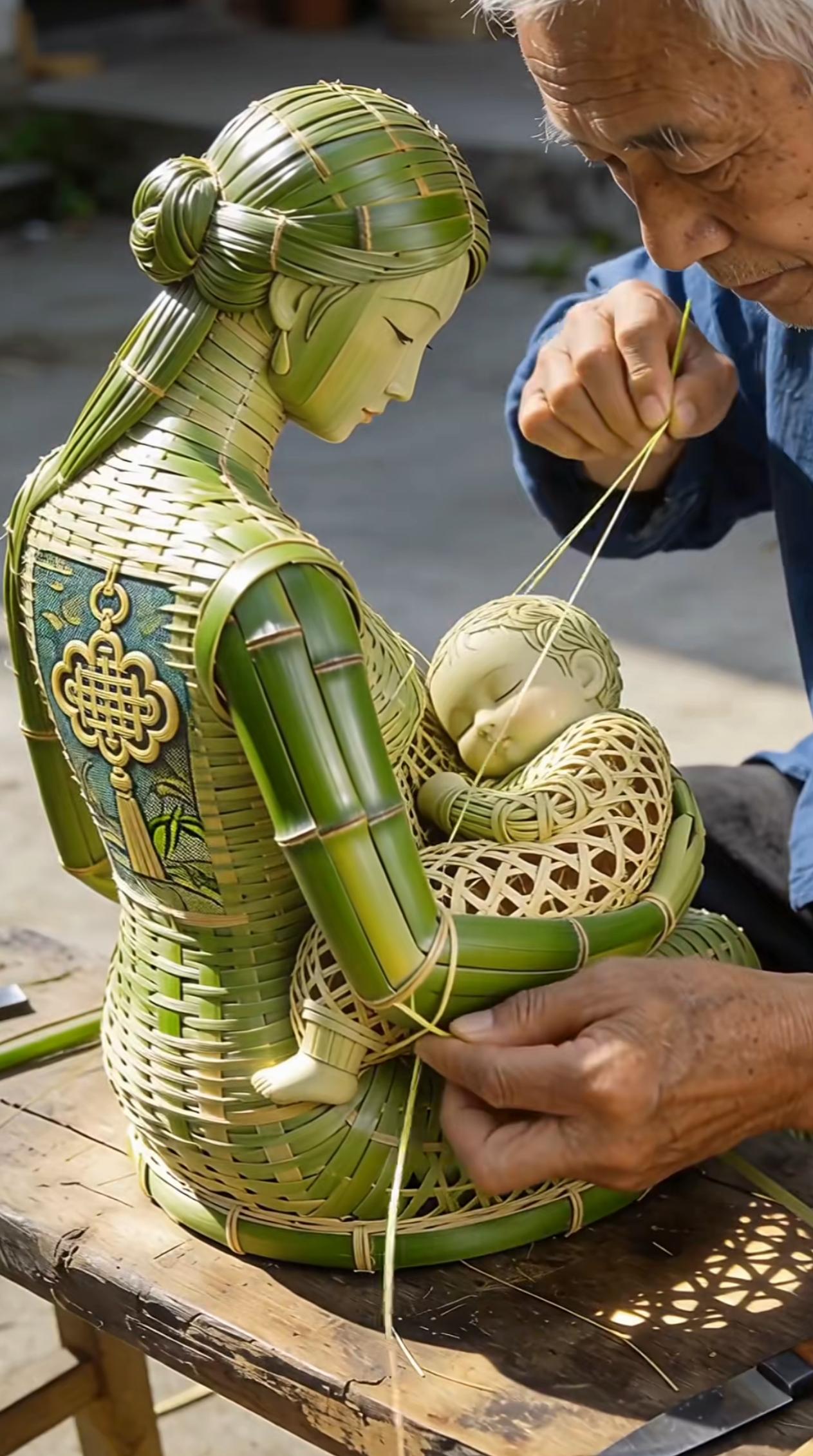 高手在民间！这位老师傅的编织手艺太棒了，这就是艺术。这艺术作品堪称叫绝，编得栩栩