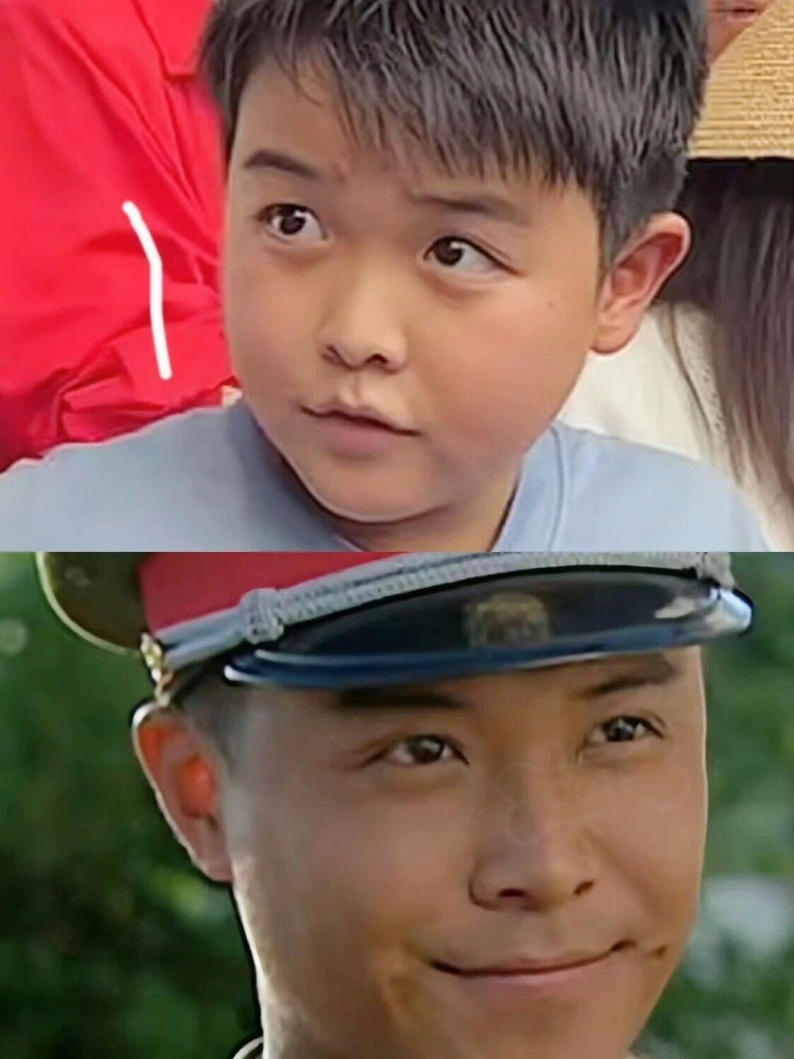 佟丽娅带儿子逛动物园，儿子和他爸一模一样