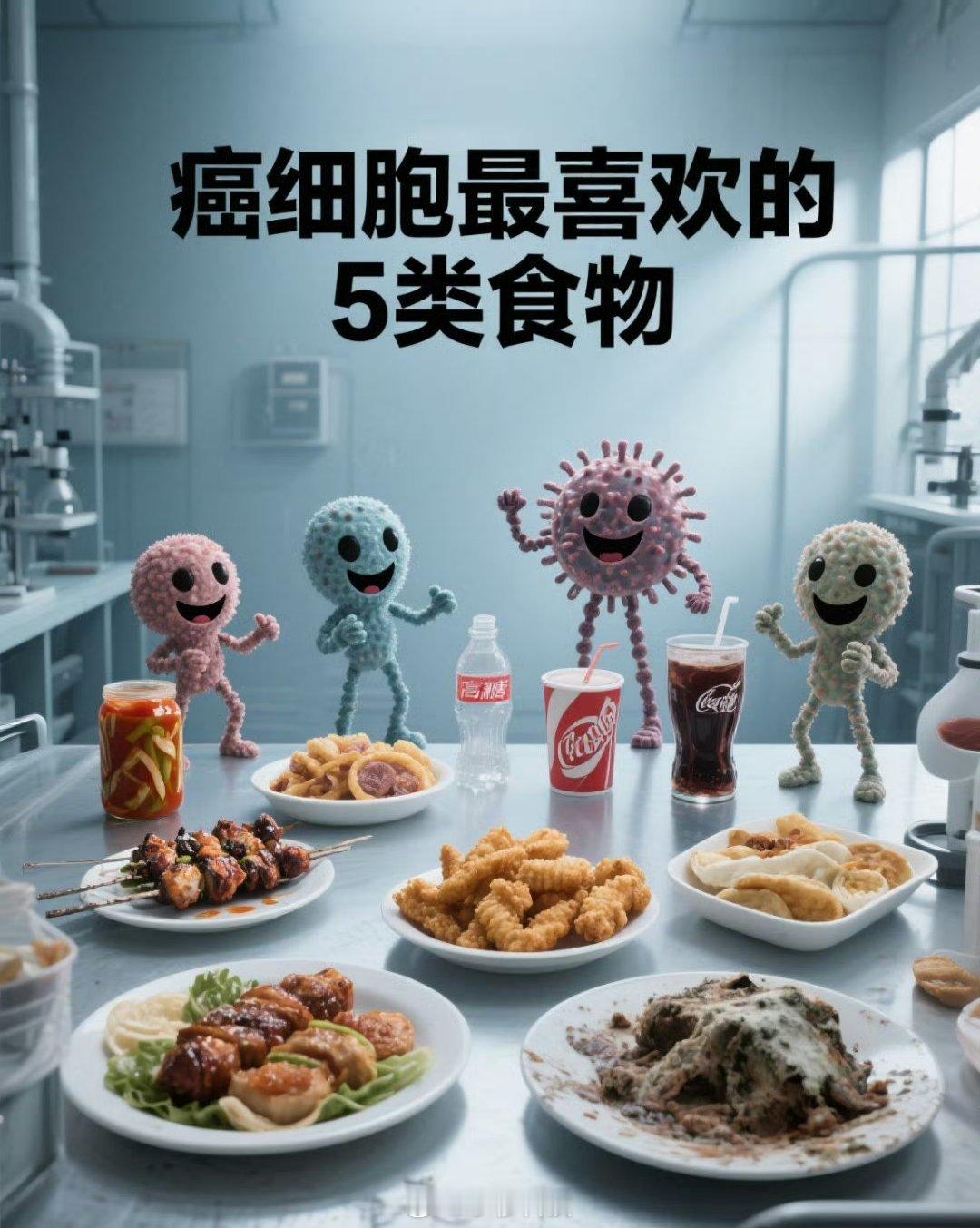 癌细胞最喜欢的5类食物目前发病率最高的肿瘤是肺癌、胃癌、结肠癌、肝癌，不同的