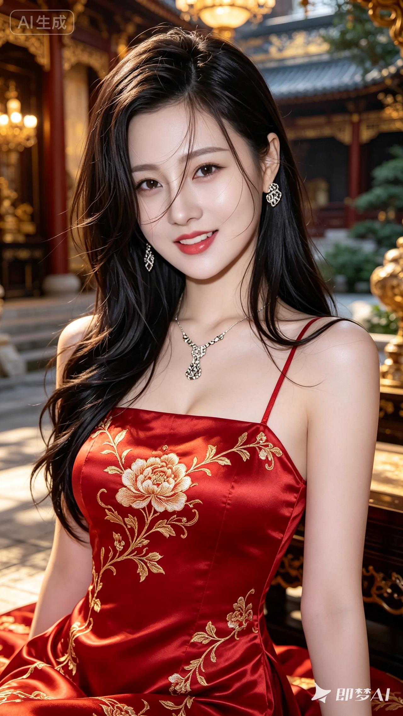 东方美人，红衣华裳，金饰闪耀，古风韵味十足！