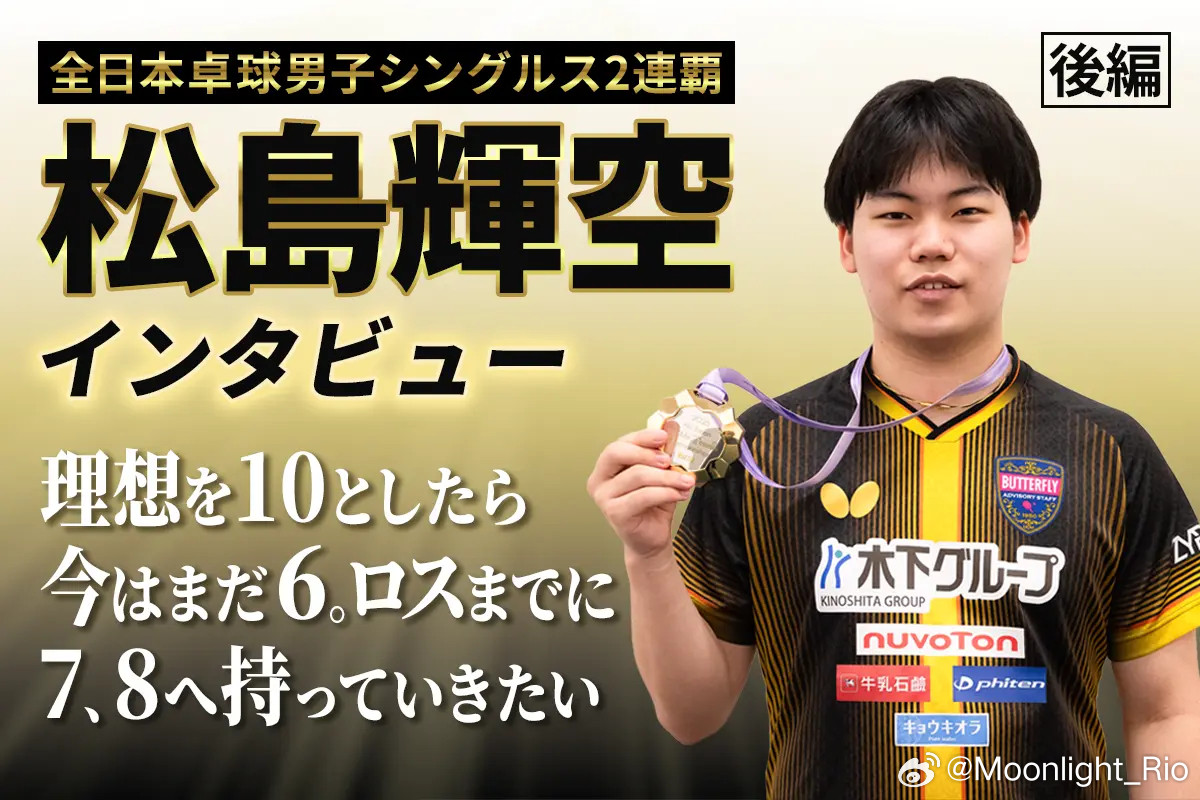全日本乒乓球男子单打两连冠松岛辉空采访（后篇）《卓球レポート/Butter
