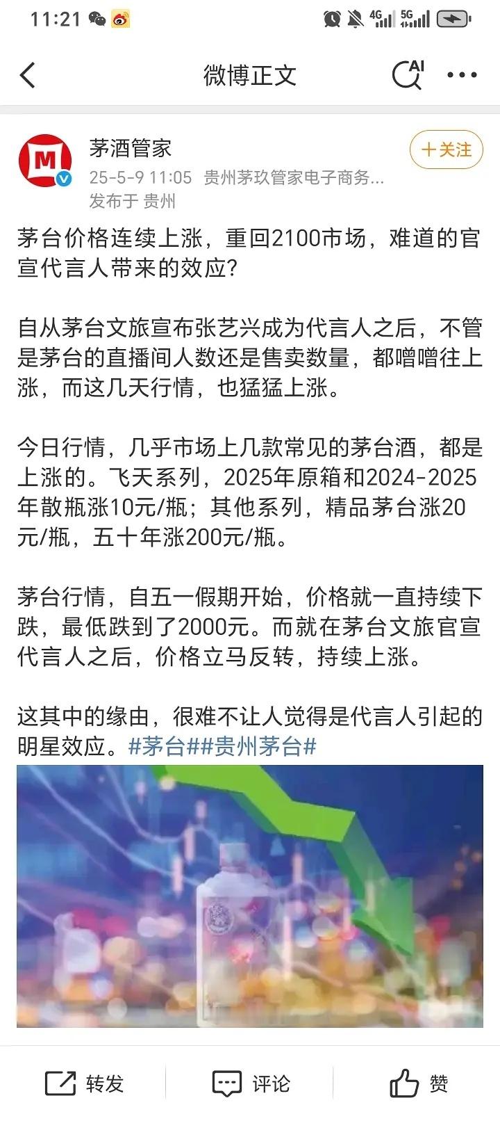 救命啊，茅台真的在涨价，数据说话。。。宣完张艺兴代言连续涨了三天了​​​