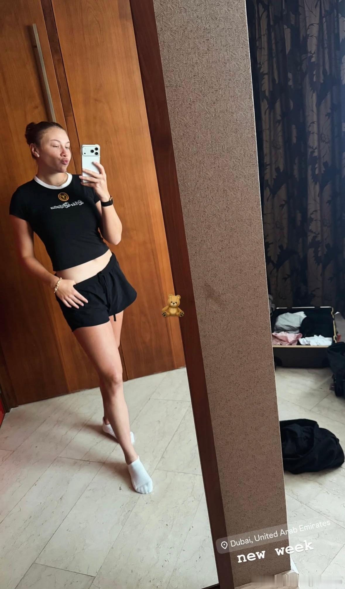 阿尼西莫娃，到迪拜了，准备开启新的一周！希望身体情况能比上周在多哈更好…去年在迪