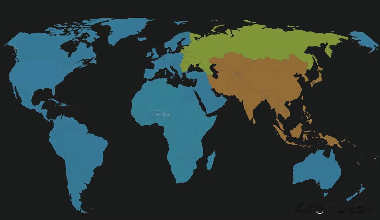 老美在迫不得已的情况下，划分了三分天下的布局图。从图上看，老美似乎太瞧得起自己