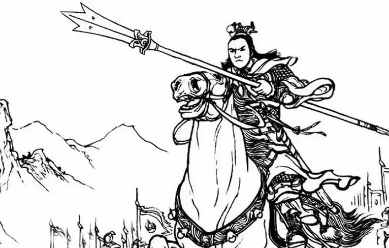 杨文广回寿州请军医，半路上遇到南唐大将金郎，金郎用飞刀扎伤文广，多亏吴金定及时来